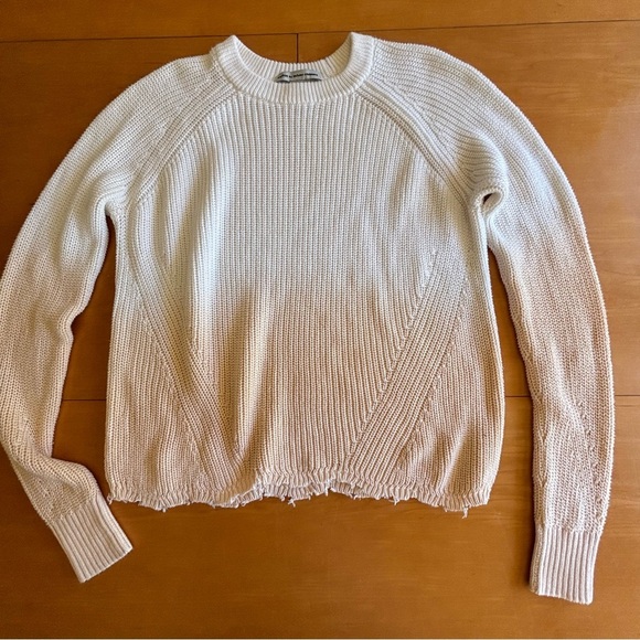 Cotton by Autumn Cashmere M cotton ivory cream orange crew neck sweater - Picture 1 of 8